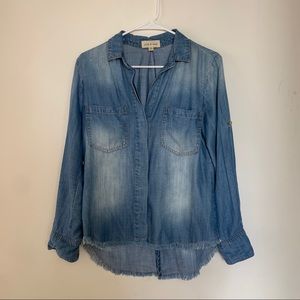 Cloth & Stone Fringe Hem Chambray Shirt
